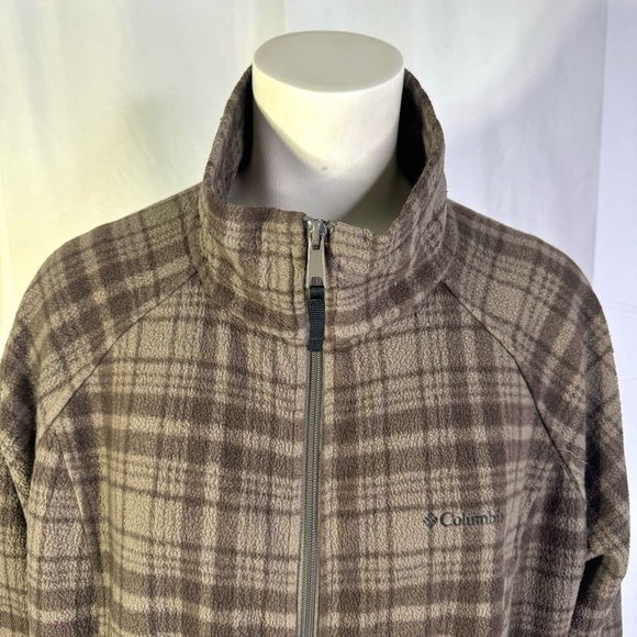 COLUMBIA BROWN FLEECE JACKET FRONT ZIPPER PLAID PATTERN PLUS  SIZE WOMEN SIZE 2X - Picture 5 of 11